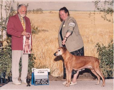 Brandy receiving ribbon from judge